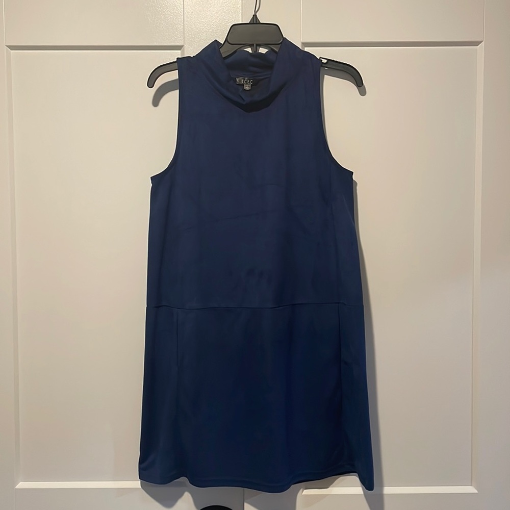 Blue, velveteen shift dress, large
